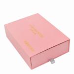 Leatherette Cosmetic Gift Box Packaging 400gsm Paper Drawer Rigid Pink Match Box