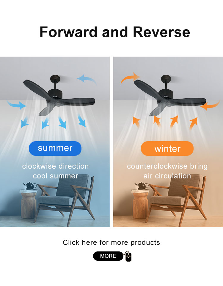 Natural Wind Energy Saving Electric Ceiling Fan with 3 Rotary Vane and Remote Control
