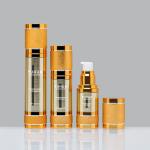 Cylinder Lotion Airless Pump Bottle 15ml 30ml 50ml 100ml Gold Empty Essence Pump