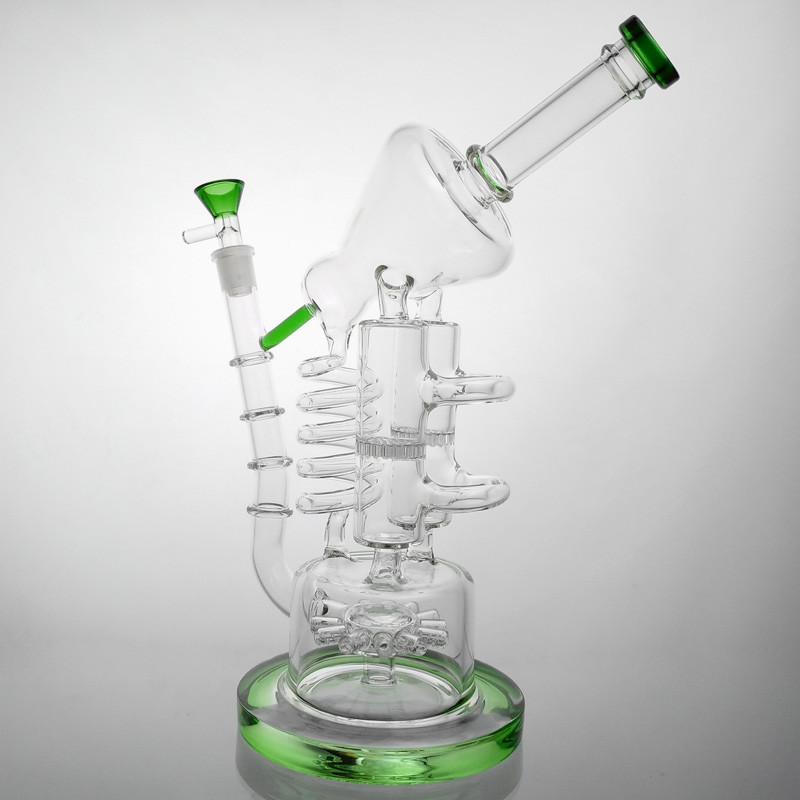 13 Inches Glass Water Pipe Recycler Percolator Bubbler Pipe 14.5mm Male Joint