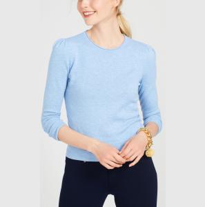 Wholesale WOMEN'S 60% cotton/20% viscose/15% nylon/5% cashmere LONG SLEEVE CREW NECK PULLOVER KNITTED SWEATER from china suppliers