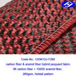 Plane Pattern Woven Aramid Fabric / High Strength Red Carbon Fiber Kevlar Cloth