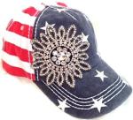 Charming Sparkle Cotton Unisex Baseball Caps With Floral Rhinestones Crystal