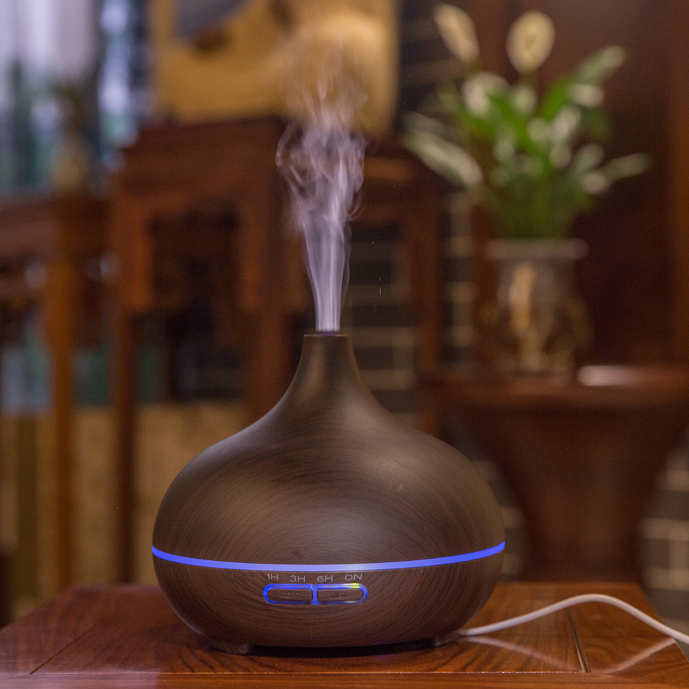 550ml Essential Oil Aromatherapy Diffuser for Home App-Controlled 12W Power Wooden Top