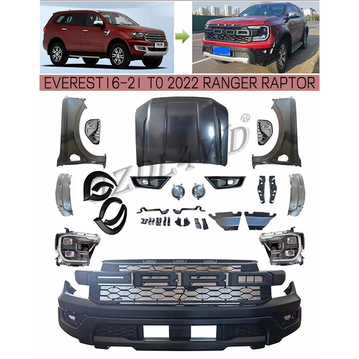 Raptor Style Front Car Bumpers Head Light For Everest Upgrade 2022+ Everest Facelifts Bodykit