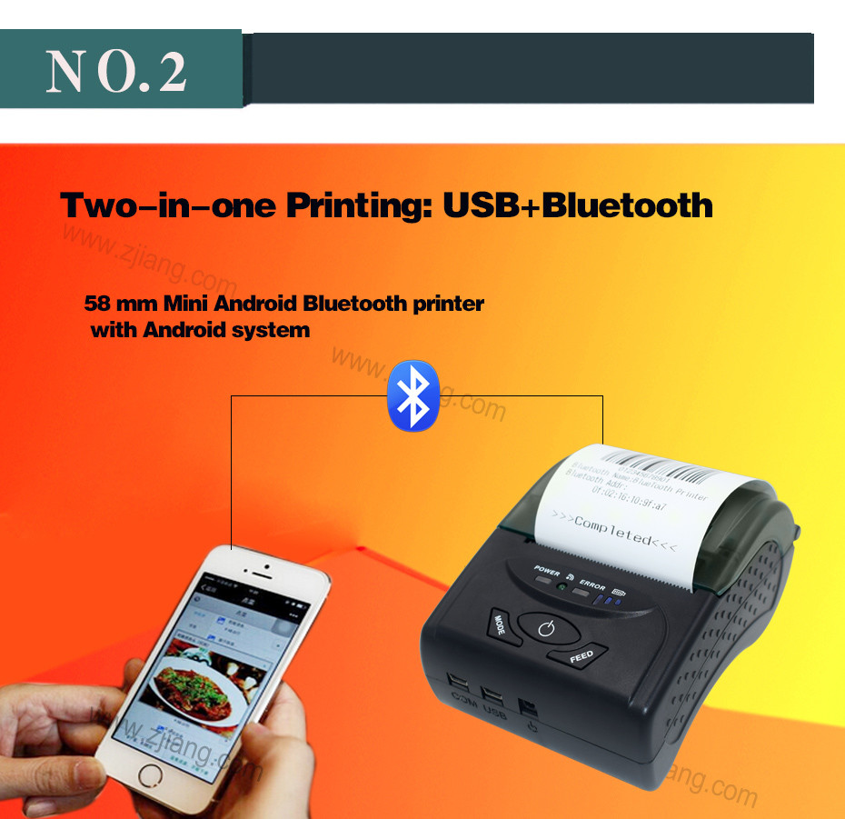 Mobile 2 Inch Bluetooth Thermal Printer USB POS Printer