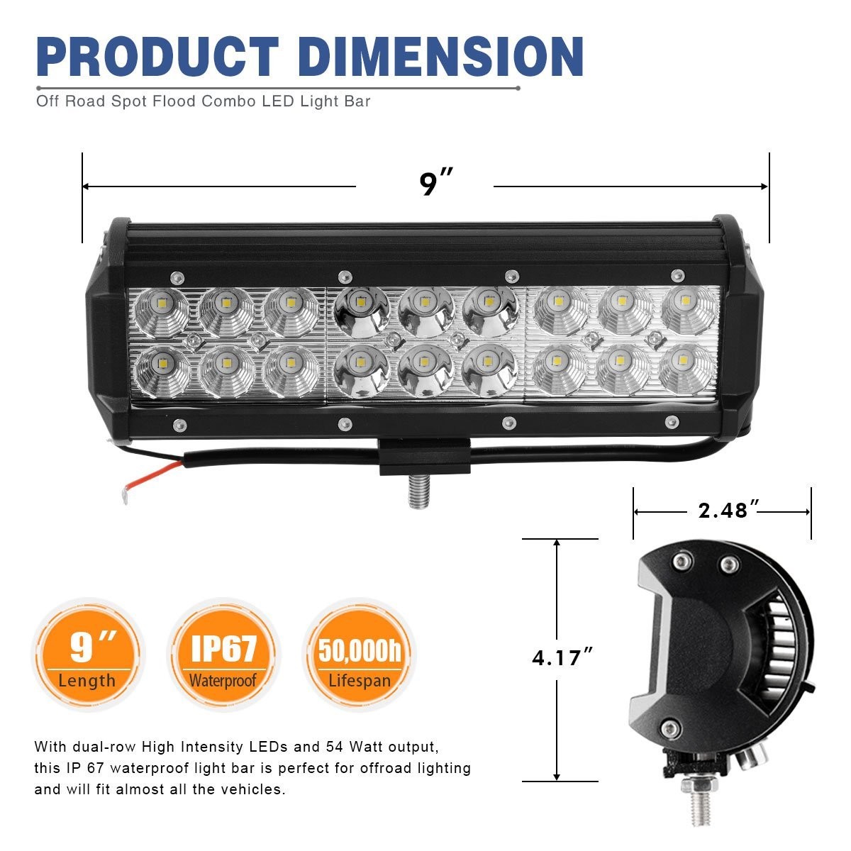 Black 10 - 30V DC Auto LED Mini LED Light Bar , Dustproof Cree LED Work Light Bar