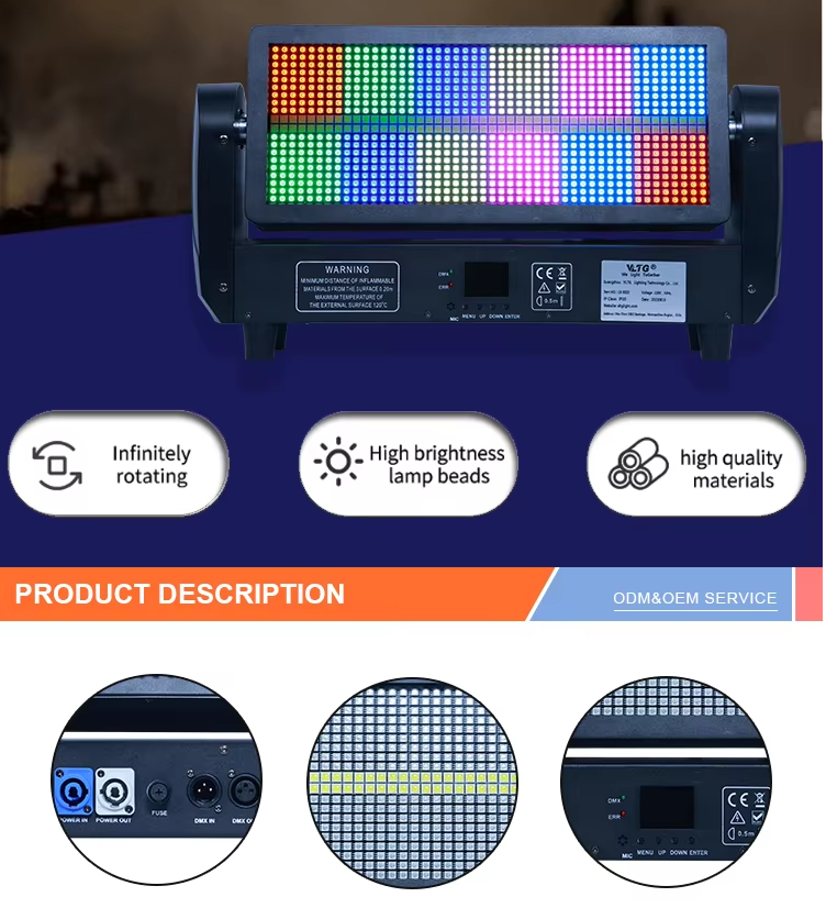 1000W LED Strobe Light RGB 3 In 1 DMX512 Black LCD For Party 0