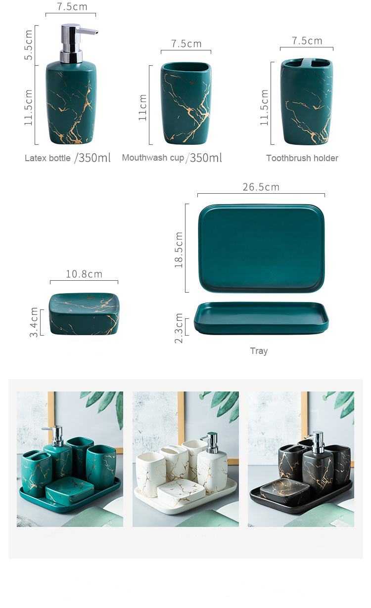 Custom Luxury Ceramics Bathroom Accessories , Marble Bathroom Sets For Home Hotel Gift