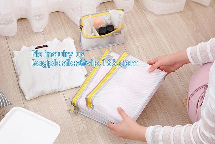 mesh zipper cosmetic bag make up custom high quality bags and cases shopping, Travel Toiletry Pouch Silver Mesh bag