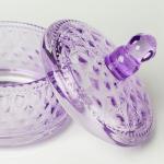 Purple Stacking Clear Glass Storage Jar 10 Inch Height Three Tier Glass Candy