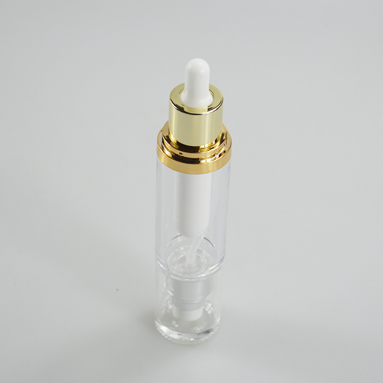 Customized Liquid Foundation Double Tube Dropper Bottle with Acrylic Collar Material