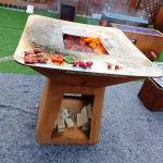 Rusty Red Corten Steel BBQ Grill Barbecue Fire Pit D1000mm Wood Fuel