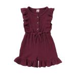 Children'S Outfit Sets Solid Color Ruffled Children'S Jumpsuit Multi Color