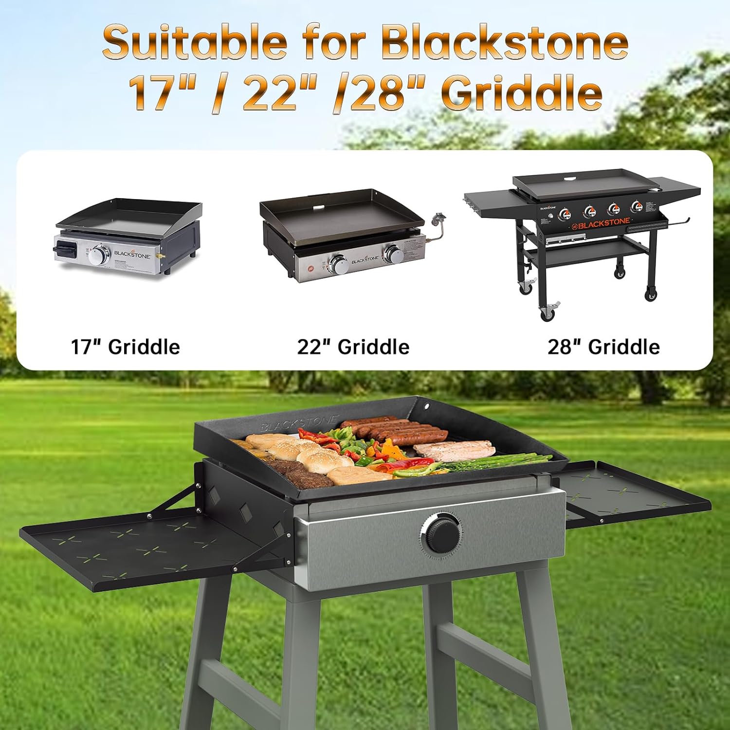 Heavy Duty Grill Side Shelf Griddle Accessories High Carbon Steel Griddle Side Shelf