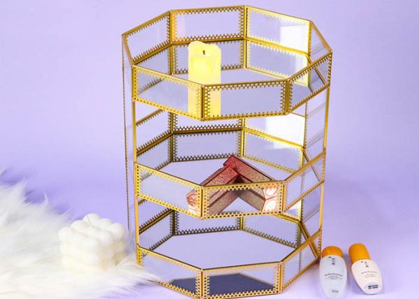 Glass artifact three-layer octagonal cosmetic shelving box storage Bedroom
