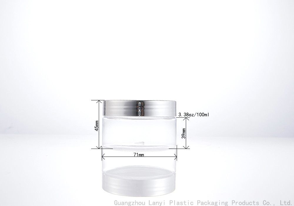 White Clear Cylinder 3.38OZ 100ml Plastic Cosmetic Jars