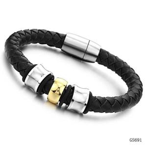 Wholesale Tagor Stainless Steel Jewelry Super Fashion Silicone Leather Bracelet Bangle TYSR023 from china suppliers