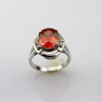 White Gold Plated 925 Silver Jewelry 8mmx10mm Oval Pink Cubic Zircon Ring(R0076)
