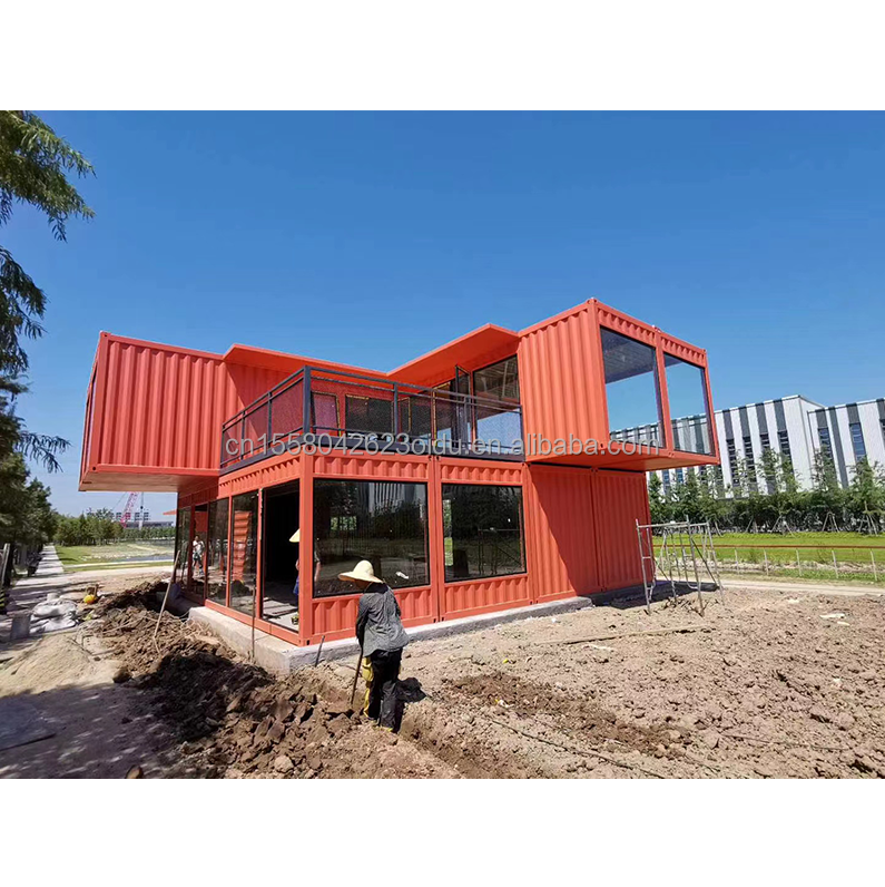 Prefabricated Steel Structure Container Restaurant Kitchen Bedroom with Aluminum Alloy Windows and Large Window Design