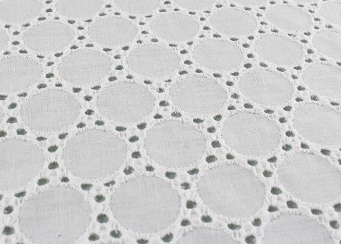 130CM White Cotton Eyelet Lace Fabric Openwork Circle Lace Design Dress Fabric