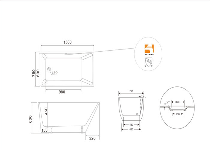 Small Free Standing Bath Tubs , Freestanding Acrylic Soaking Tub OEM Avaliable