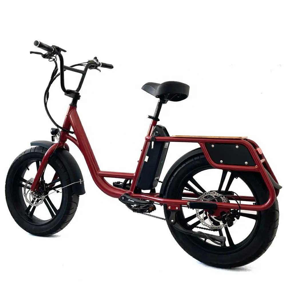 Rear Hub Motor Electric Cargo Bike 24 Inch Fat Tire Cargo Ebike 7 Speed 48V 500W / 750W