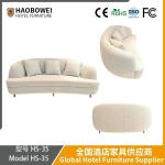 Italian Minimalist Fabric Sofa. White Cream Style Three-Seater Sailboat Sofa for