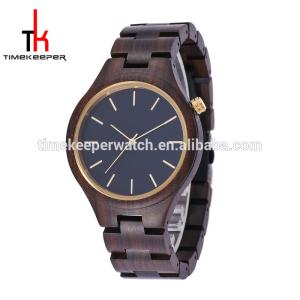 Wholesale Black sandal quartz movement wood watch cheap price good quality timekeeper men wood watch from china suppliers