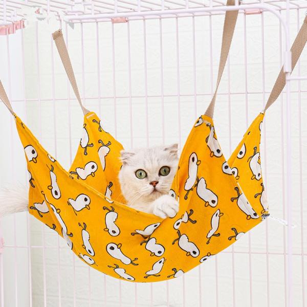 Pet Summer Cotton Linen Cat Hammock Stand Breathable Cage Cat Swing Nest