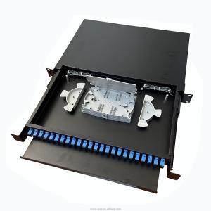 Wholesale 1U Fiber Patch Panel 24 Port Black Fiber Optic Termination Box Rack Mount from china suppliers
