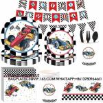 Hot Sale Happy Birthday Party Decoration Disposable Plate Set Racing Car Party