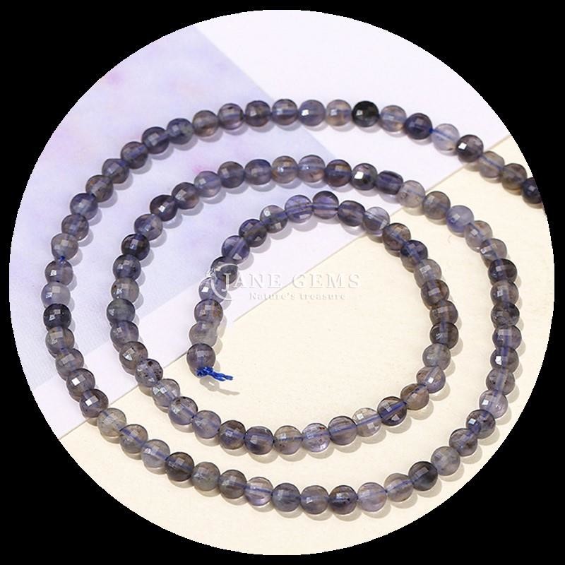 Flat Shape Faceted Beads Crystal Gemstone Round Shape Cordierite Sunstone Loose Bead Strands for DIY Jewelry Making