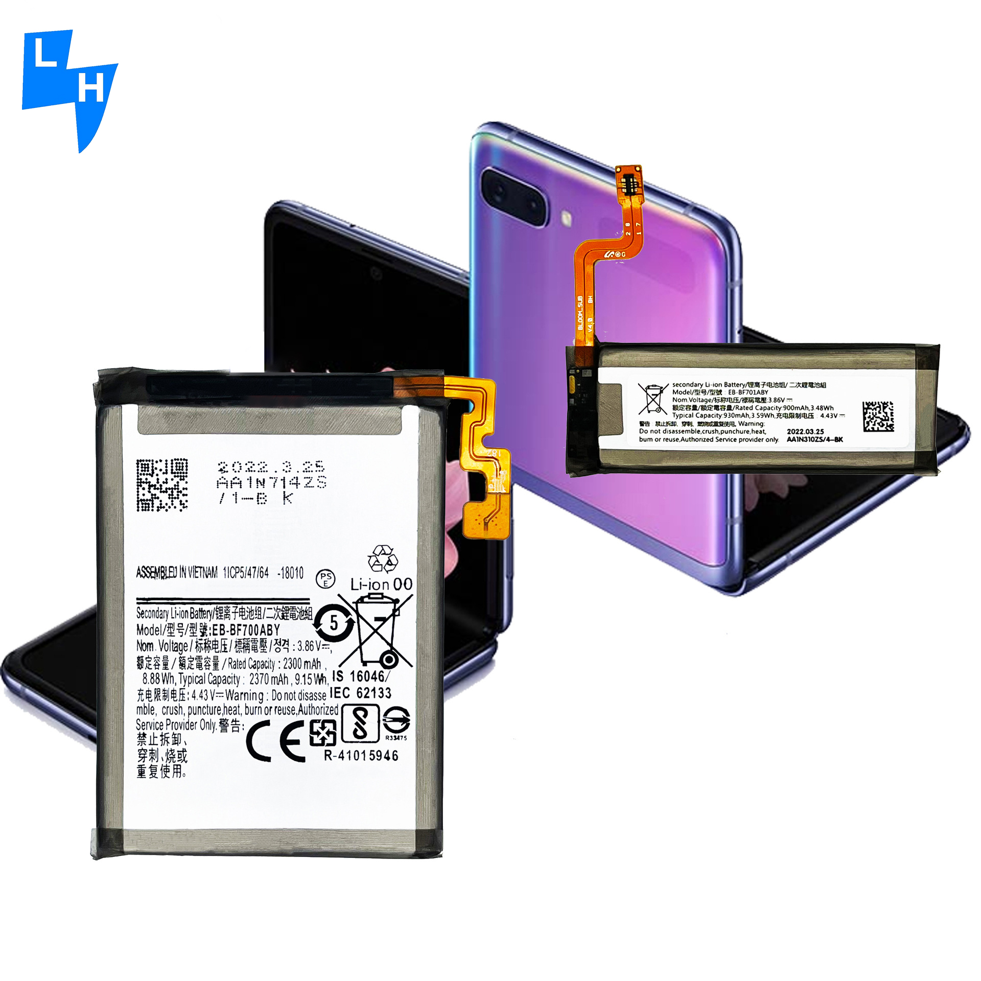 Capacity 903mAh-2630mAh Battery for Samsung Z Flip Z Flip3 Z Flip4 in Wide Selection