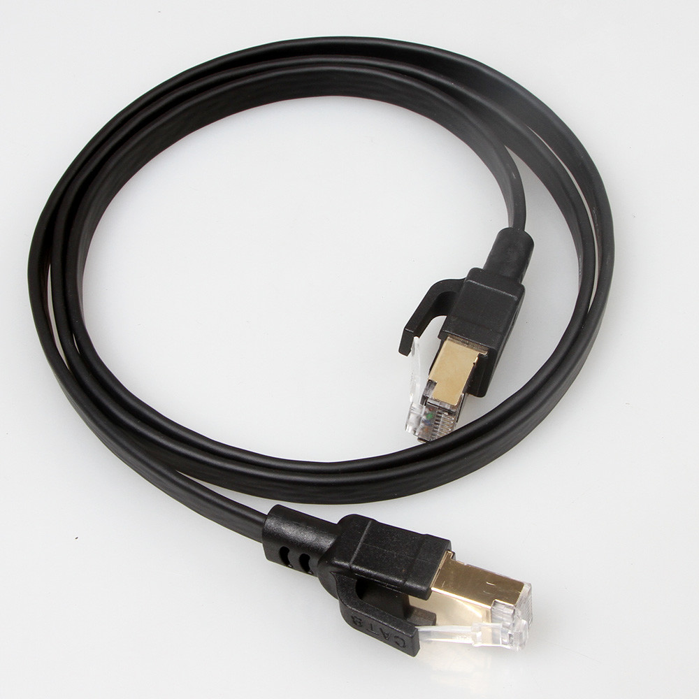 Flat SFTP RJ45 Cat8 Patch Cable 40Gbps 2000Mhz Black Color Durable