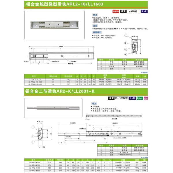 Ball Bearing Undermount Table Drawer Hydraulic Soft Close Slide For Telescopic Channel Furniture Hardware