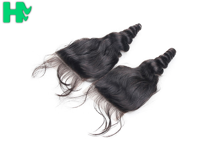 18 Inch Peruvian Virgin Human Hair Closure , Full Cuticle 4*4 Lace Front Wigs