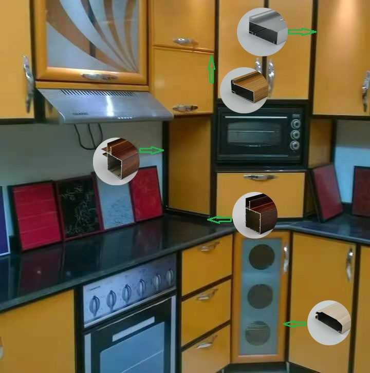 Soundproof T5 6063 Kitchen Aluminium Profile Silver Glossy Polishing