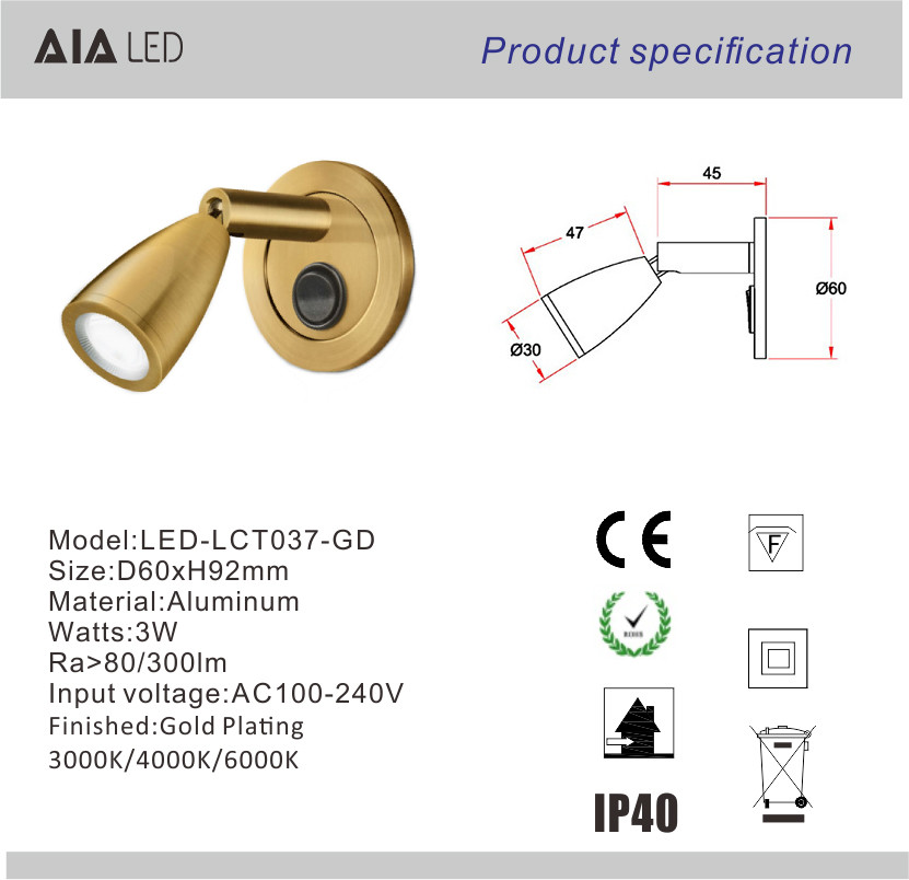 Surface mounted hotel 3W pulldown led bed wall lamp for bedroom accordion wall lamp for bedside
