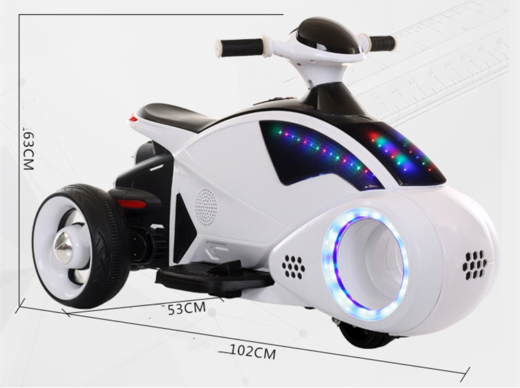 Ride On Toy 3-Wheel Children's Electric Motorcycle with Flashing Wheels and Music