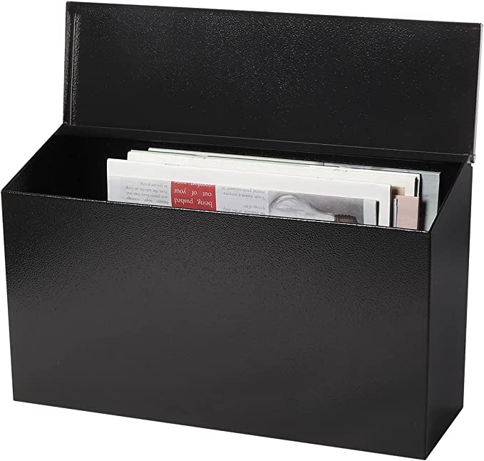 Custom Logo Contemporary Designer Mailbox in Powder-Coated Black with Optional Lock