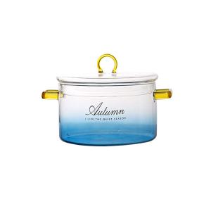 Wholesale Simple Gradient Blue 4mm Glass Cutlery Salad Bowl from china suppliers