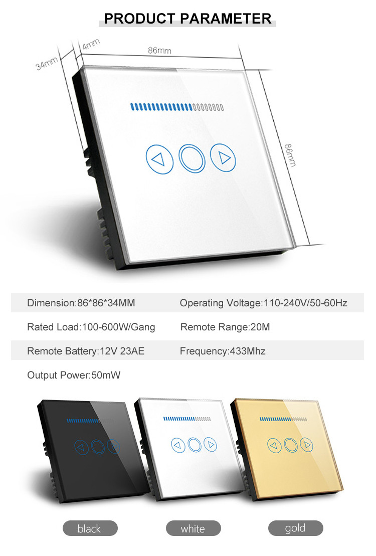 Glomarket Tuya Wifi/Zigbee EU/UK Smart Dimmer Light Switch Tempered Glass Touch Wall Electrical Light Dimmer Switch