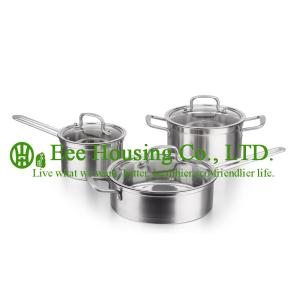 Wholesale 3 pieces stainless steel cooking cookware including fry pan and soup pot and milK pot from china suppliers