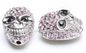 Wholesale Pink Crystal Pave Rhodium Pave Alloy Skull Beads Jewelry Beads Findings AL15037 from china suppliers