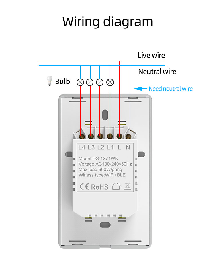 802.11B/G/N Tuya Wifi Dimmer Metal Frame Tuya Smart Dimmer Switch WIFI BLE