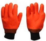 Orange PVC Coated Gloves 27cm Acid Resistant Cold Proof Chemical Protection