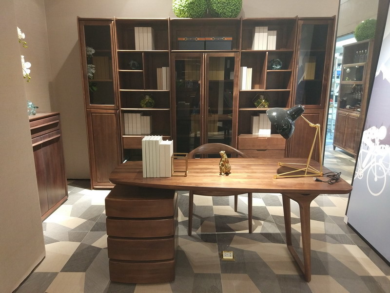 Home Study room Office Furniture American Walnut Wood Combined Bookcase with Shelves by Classic Nordic design