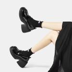 Fashion Black Flat Loafer Shoes With Heels Height 4CM