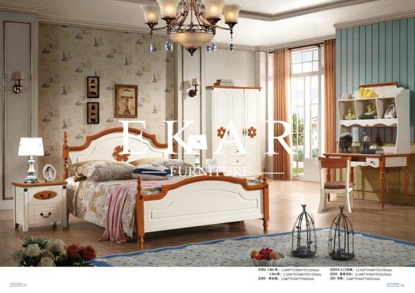 Latest European Mediterranean Style Bedroom Furniture Ivory Wood Double Bed